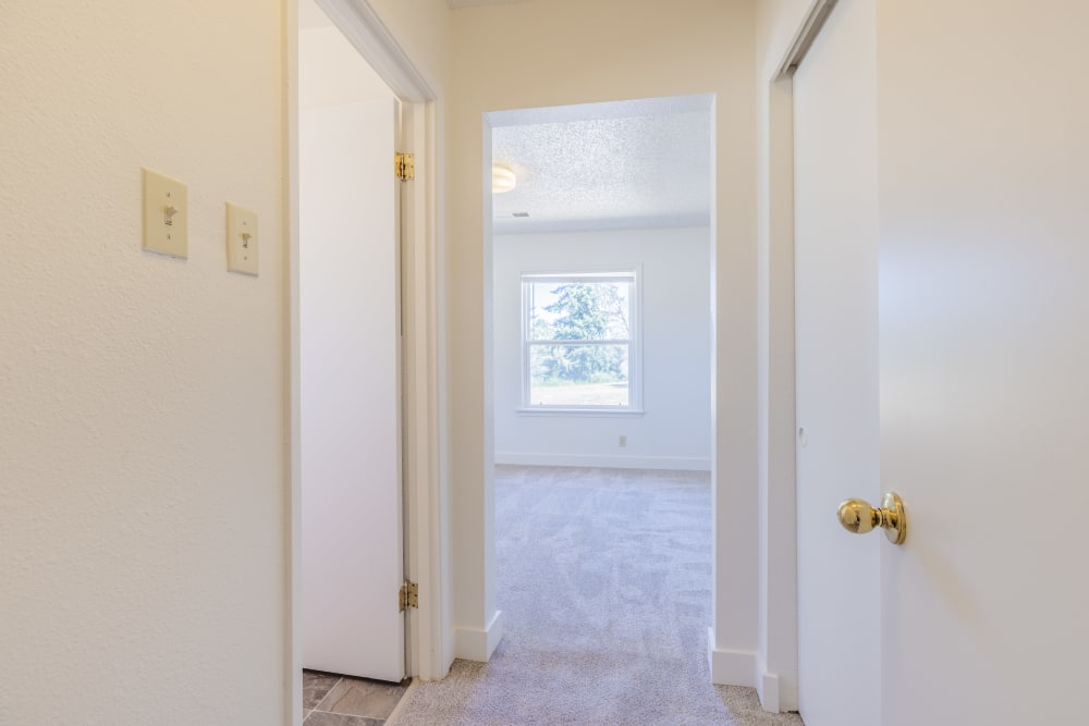 Hallway to master bedroom with closet and en suite at Davis Hill in Joint Base Lewis McChord, Washington