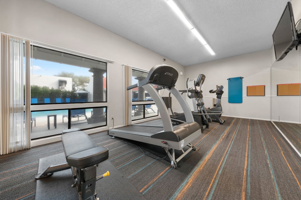 Enjoy a workout in our fitness center at Vista Montana Apartments in Tucson, Arizona