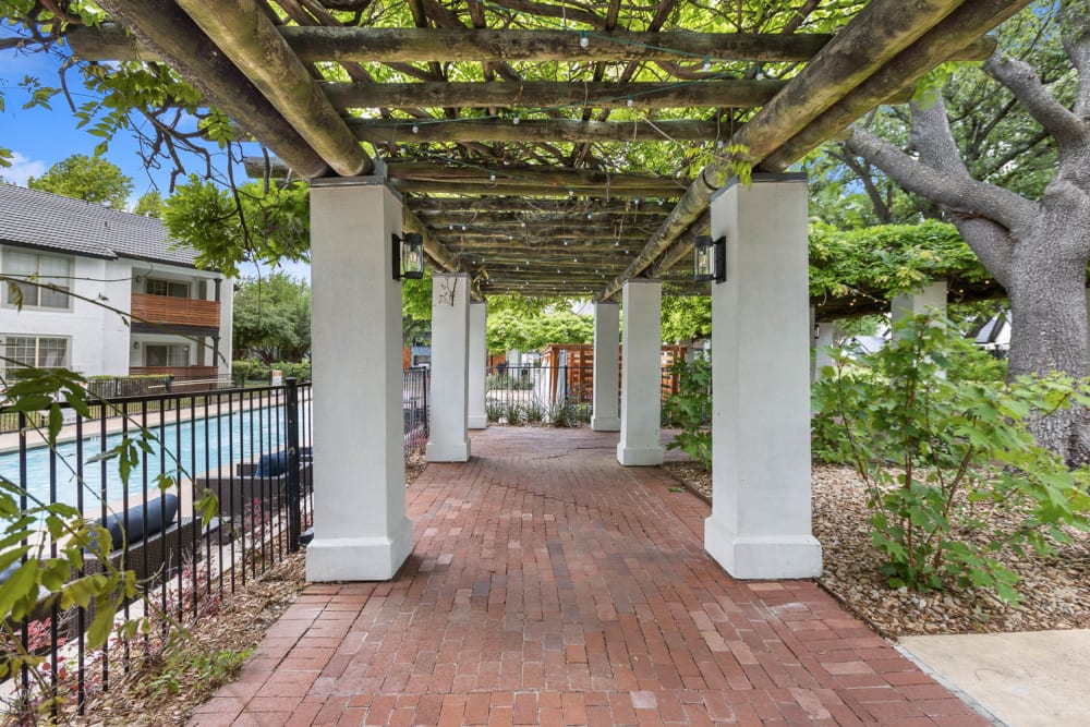 Covered walkway at Villas at Chase Oaks in Plano, Texas