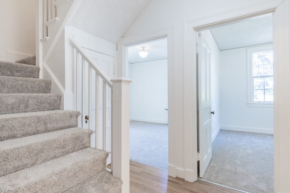 Stairs with large bedrooms at historic Greenwood in Joint Base Lewis McChord, Washington