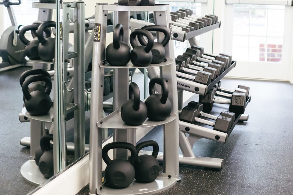 Gym with equipment at Denbigh Village in Newport News, Virginia