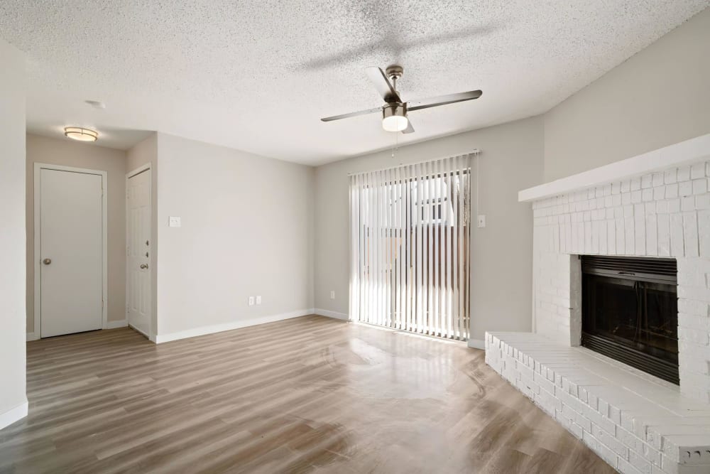 Fireplace in an apartment at Tides at Meadowbrook in Fort Worth, Texas