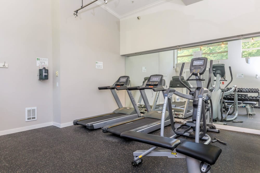 Fitness equipment available for residents at Delano in Redmond, Washington