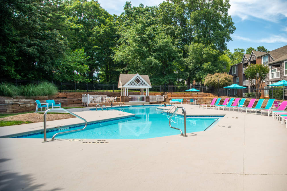 Full view of the pool area at The Oasis at Regal Oaks in Charlotte, North Carolina 
