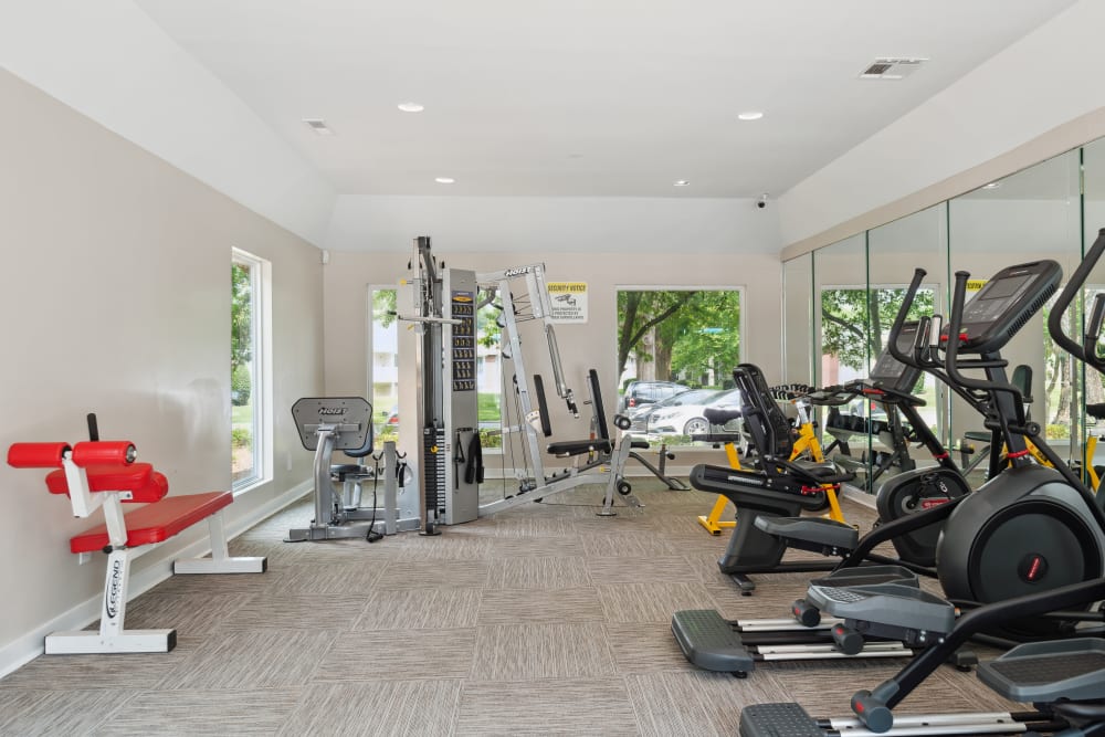 Gym equipment of the fitness Center at The Oasis at Regal Oaks in Charlotte, North Carolina