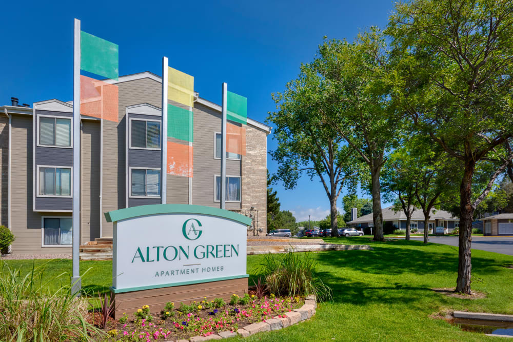 Monument Sign at Alton Green Apartments in Denver, Colorado