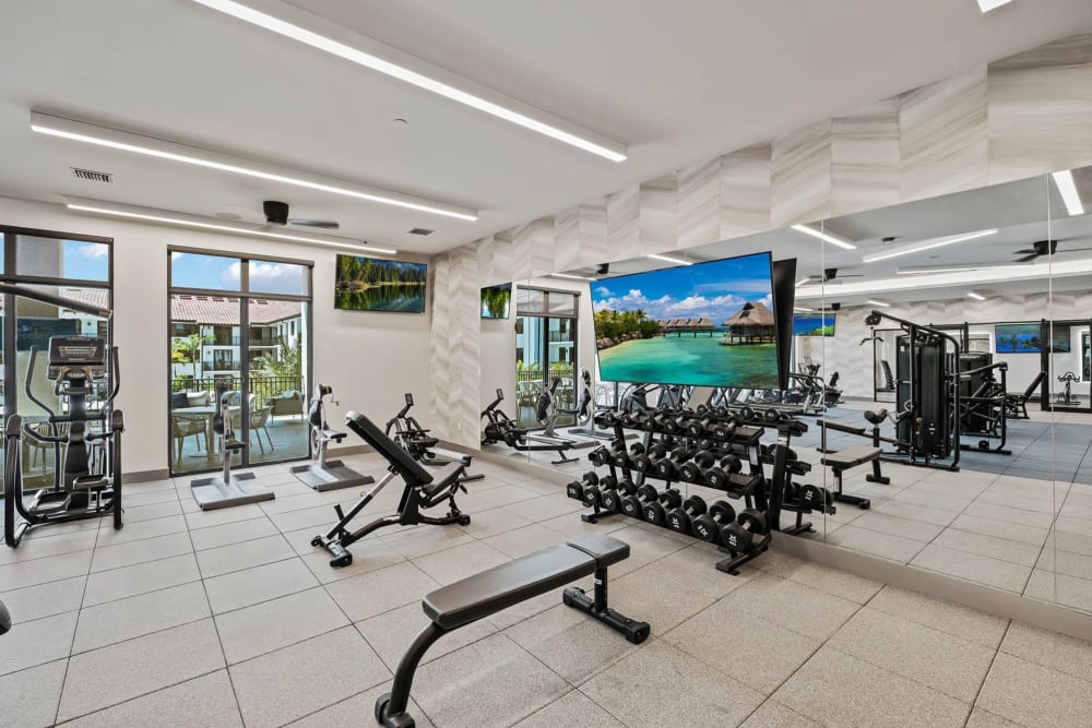 Online and live video exercise classes at The Residences at Monterra Commons in Cooper City, Florida