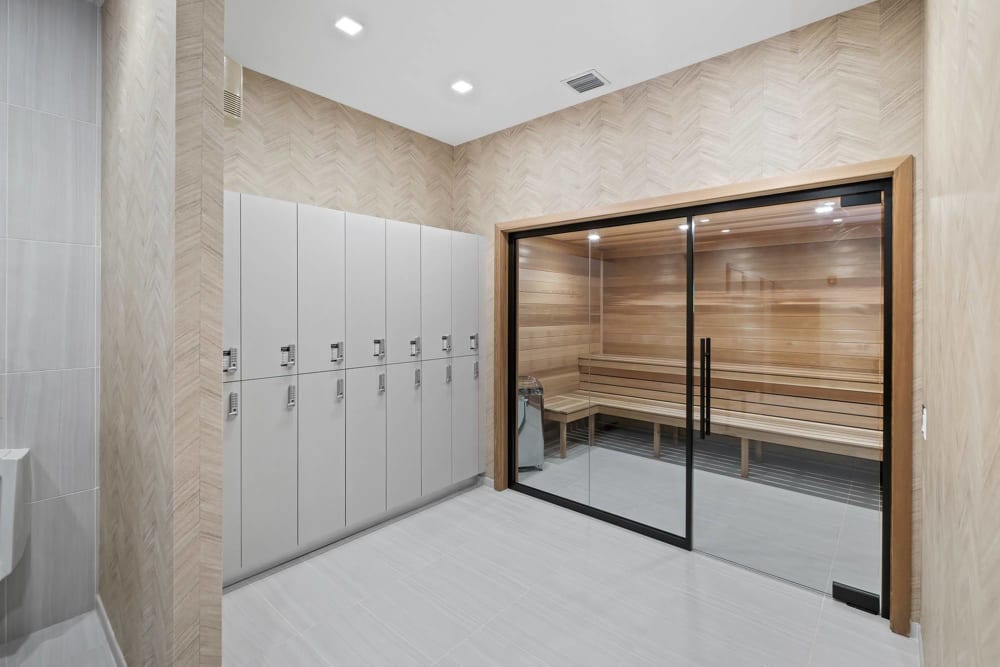 His and hers saunas at The Residences at Monterra Commons in Cooper City, Florida
