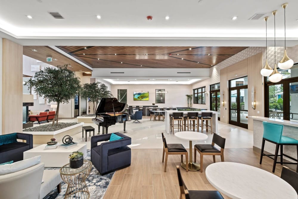 Expansive clubhouse gathering areas at The Residences at Monterra Commons in Cooper City, Florida