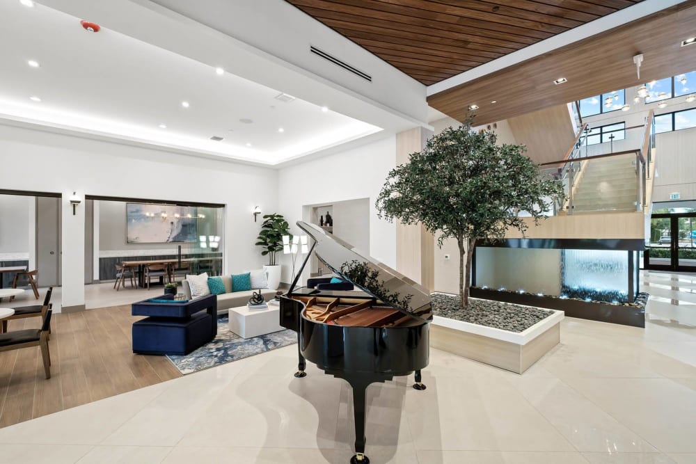Piano in the foyer at The Residences at Monterra Commons in Cooper City, Florida