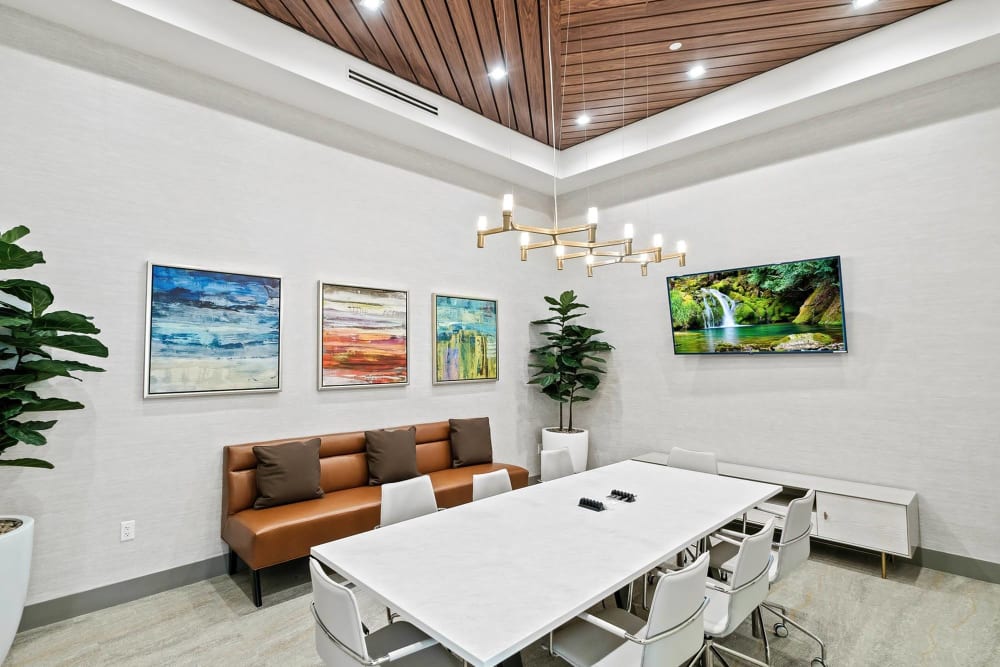 Business-style gatherings spaces in the clubhouse at The Residences at Monterra Commons in Cooper City, Florida