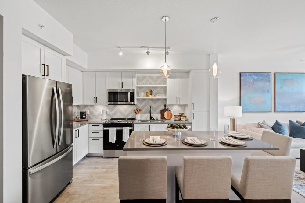Stainless-steel appliances at The Residences at Monterra Commons in Cooper City, Florida