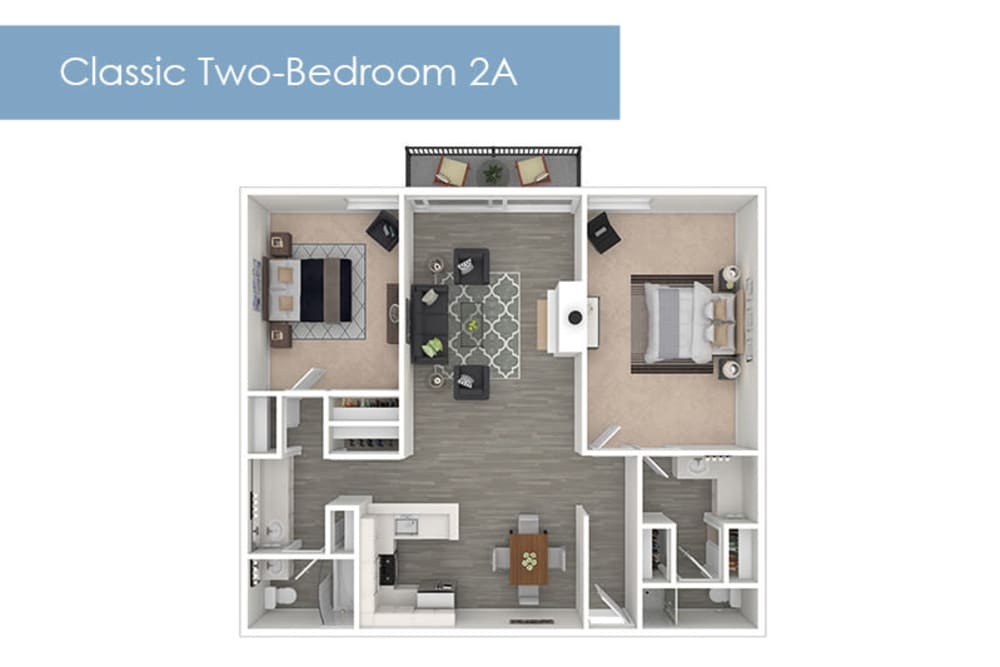 Classic Two-Bedroom Floor Plan 2A at The Meadows