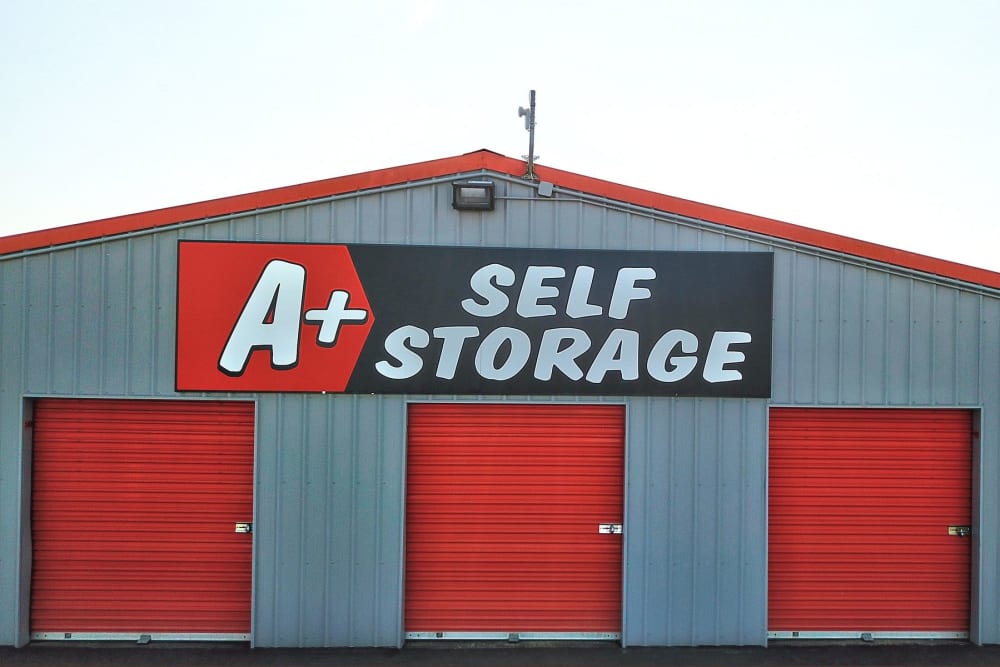 Storage Front sign at A+ Self Storage in Woodburn, Oregon