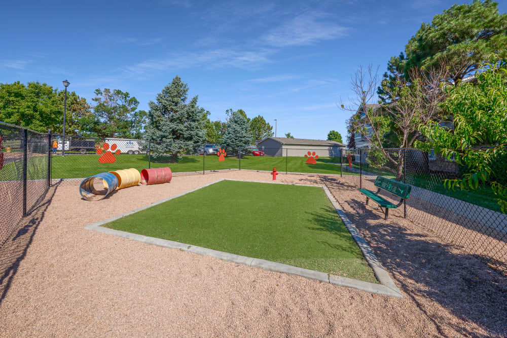 Have fun with your furry friend in the dog park at Crossroads at City Center Apartments in Aurora, Colorado