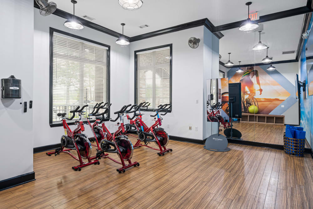 Fitness center at Effingham Parc Apartments in Rincon, Georgia