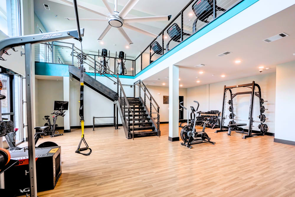 Two story fitness center at The Mallory