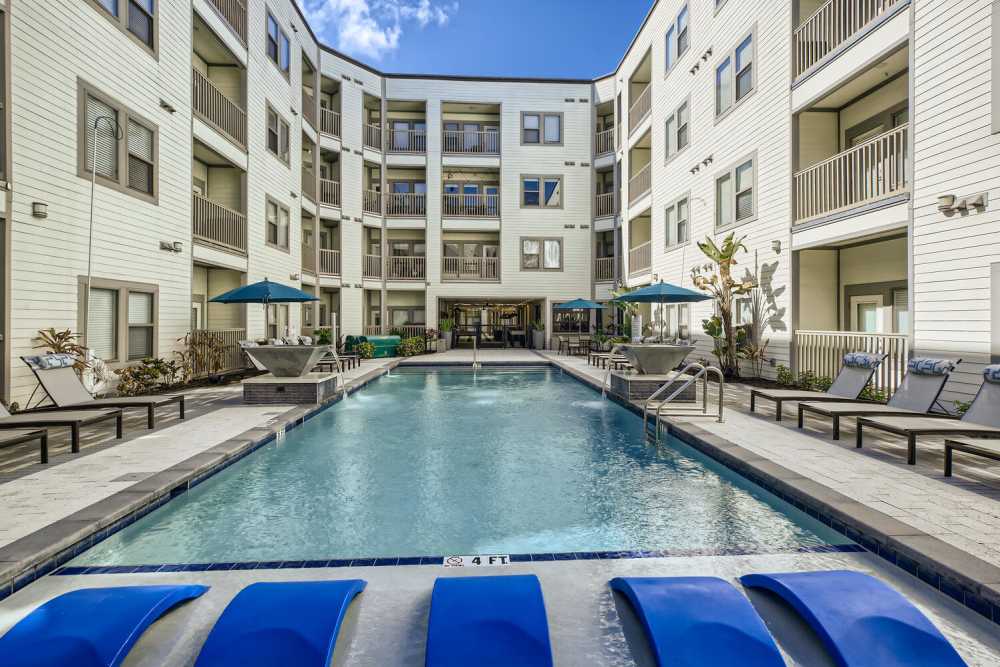 Inground community pool at SoBA Apartments in Jacksonville, Florida
