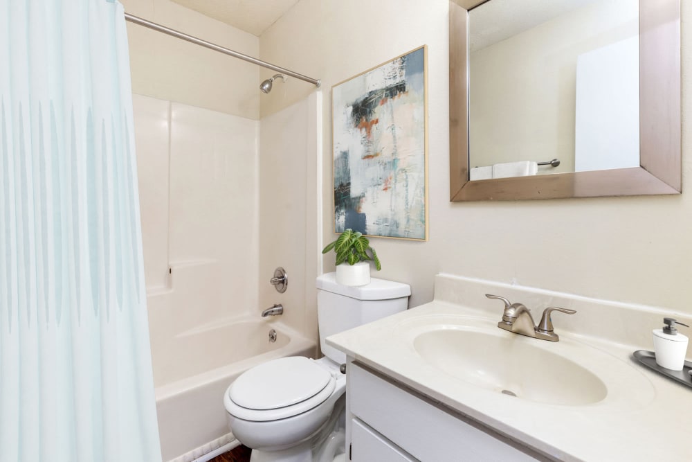 Bathroom layout at Carriage Hills Apartments in Macon, Georgia