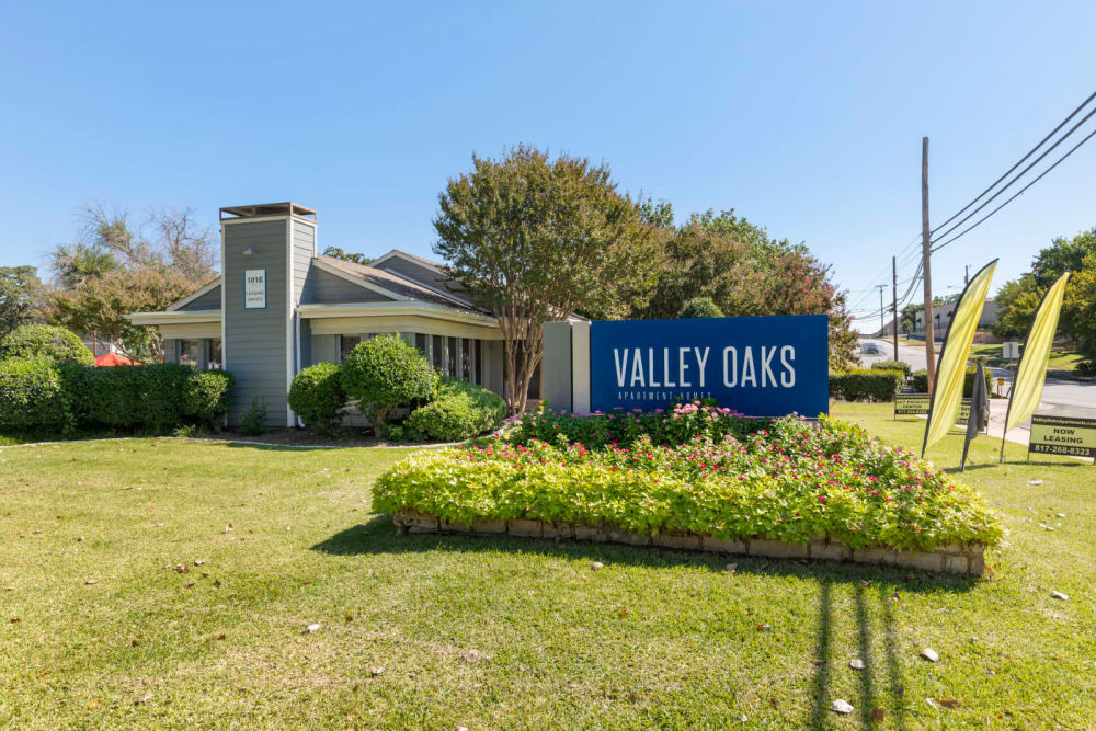 Exterior sign at Valley Oaks in Hurst, Texas