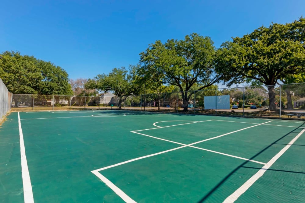 Active courtyard & sport court at Valley Oaks in Hurst, Texas 