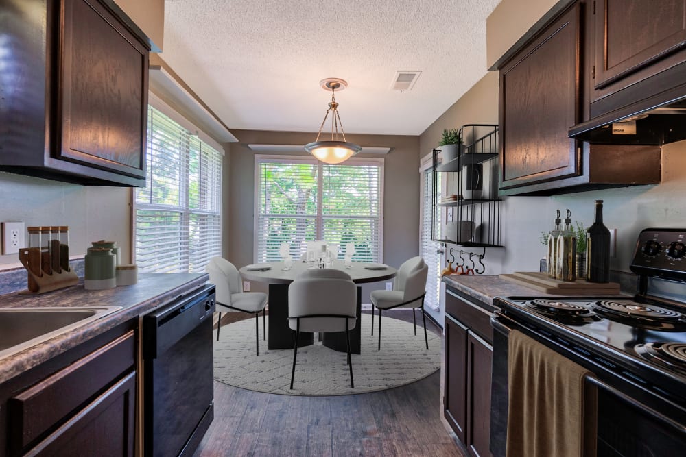 Kitchen with nice finishes at The Gatsby at Midtown Apartment Living in Montgomery, Alabama