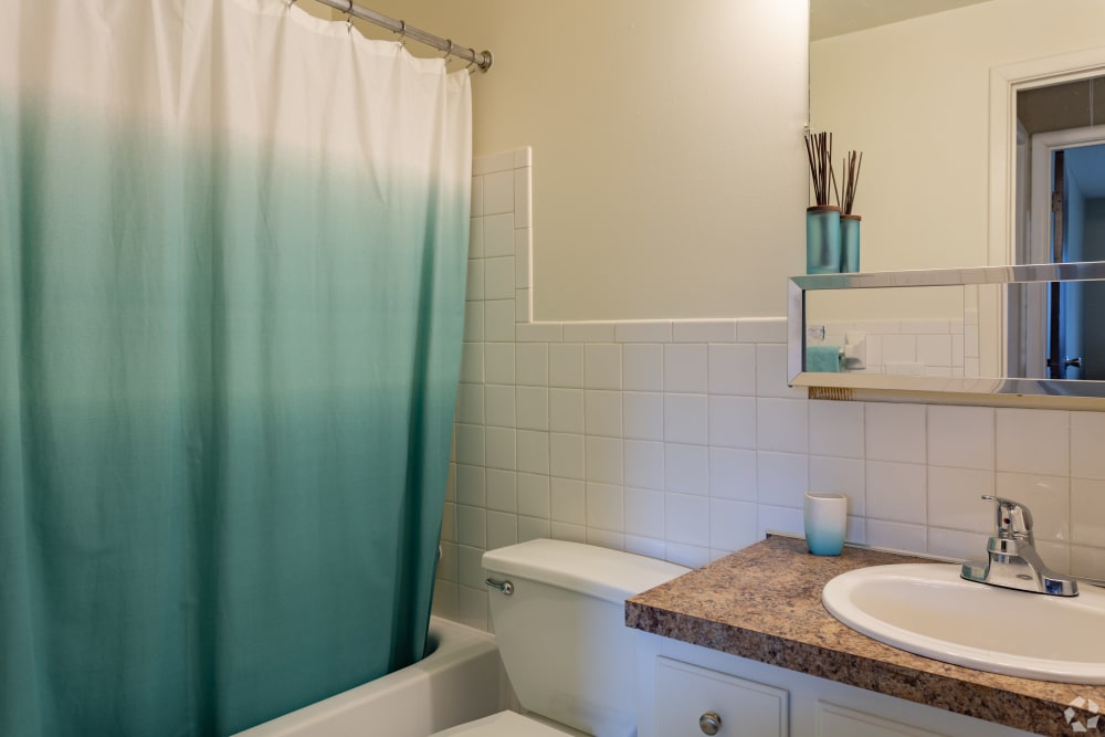 Lovely bathroom amenities at Columbus Park Apartments in Bedford Heights, Ohio