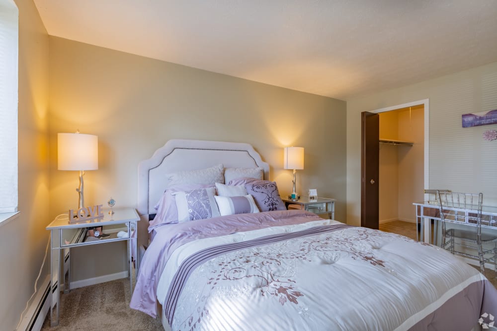 Cozy master bedroom at Columbus Park Apartments in Bedford Heights, Ohio