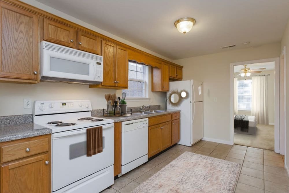 Open kitchen floor plan at Home Place Apartments in East Ridge, Tennessee