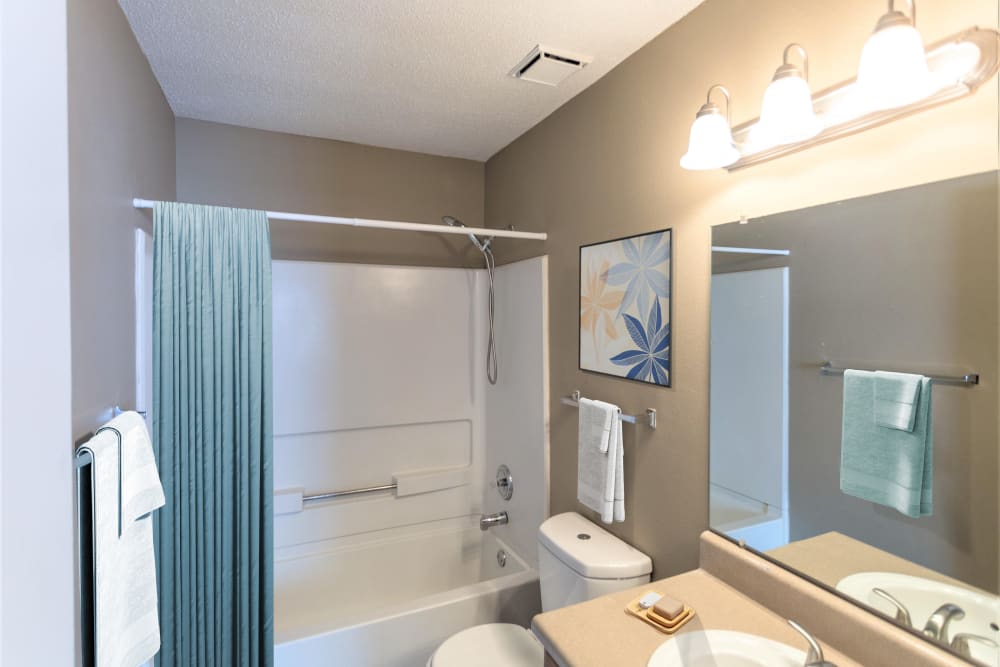 Bathroom with nice mirrors at Cypress Creek Townhomes in Goodlettsville, Tennessee