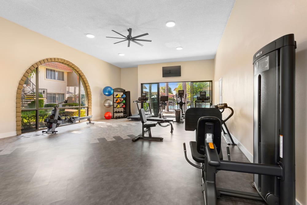 Fitness center with various workout equipment at Terra Camarillo in Camarillo, California