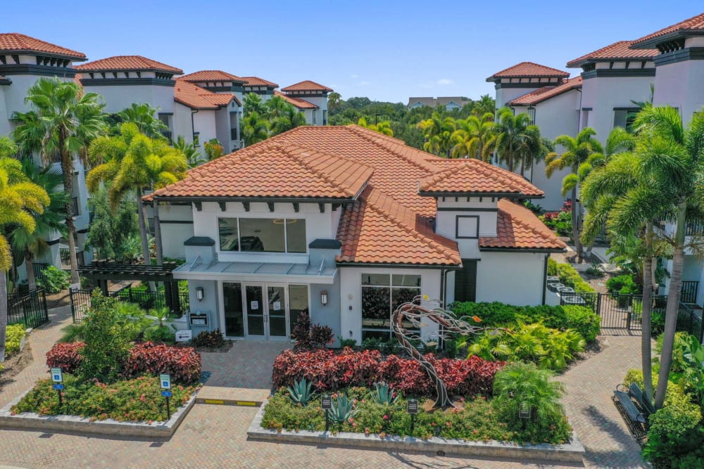 Exterior shot of the clubhouse at Amelia Westshore in Tampa, Florida