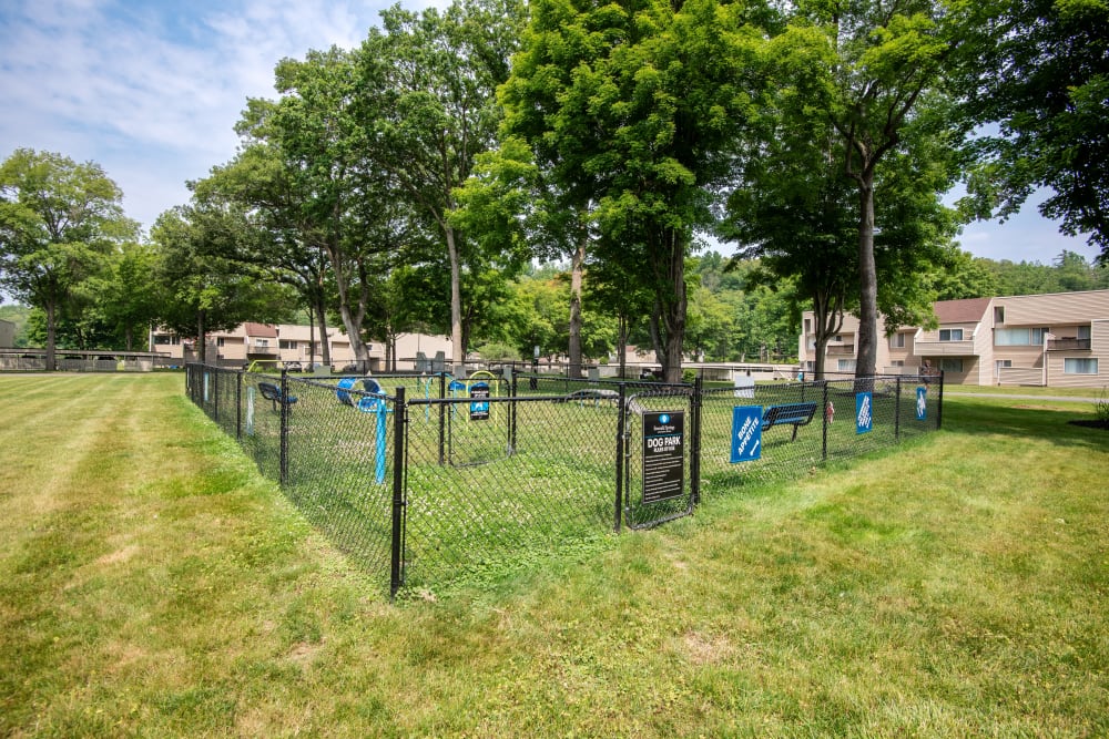 Dog park at Emerald Springs Apartments in Painted Post, New York.