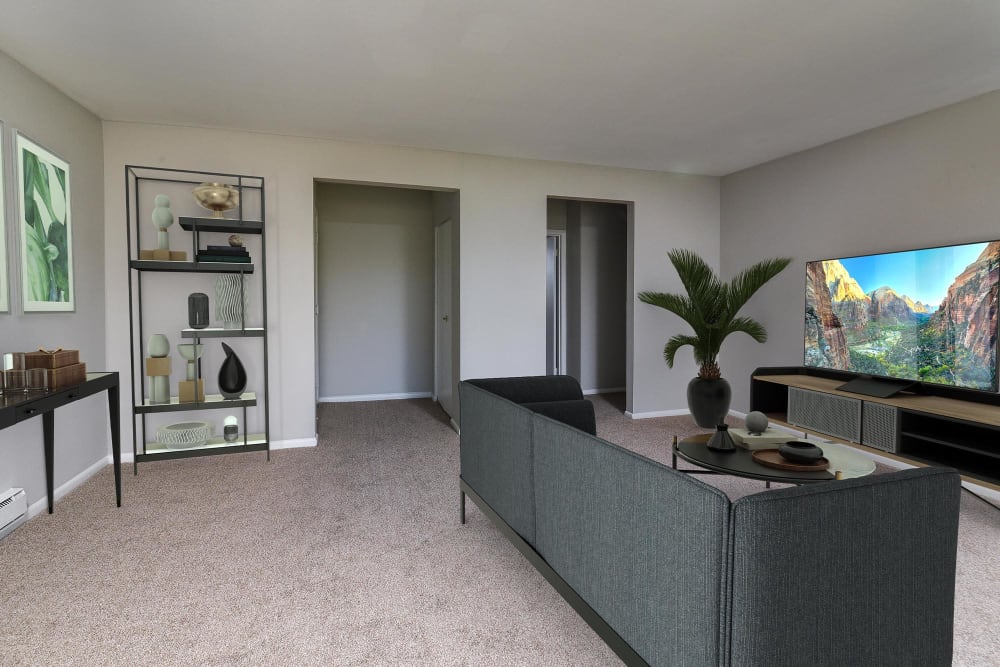 renovated model living room at Valley Park, Bethlehem, Pennsylvania