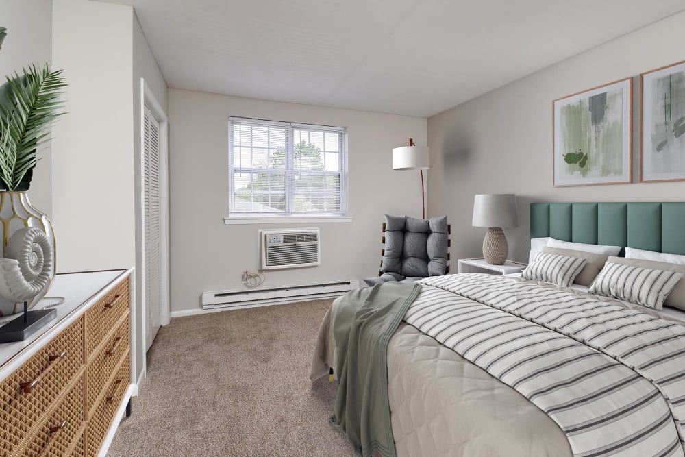 renovated model bedroom at Valley Park, Bethlehem, Pennsylvania