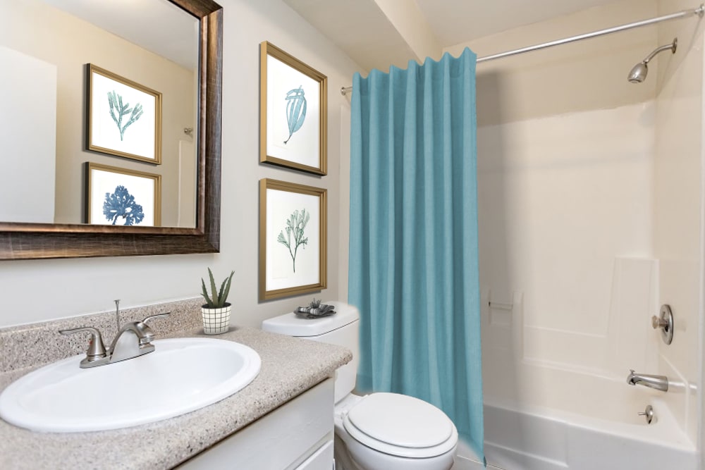 Bathroom with nice countertop at Southwood Apartments in Nashville, Tennessee