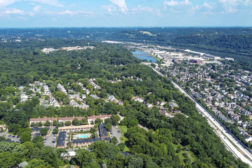 aerial view of River Oaks in Pittsburgh, Pennsylvania