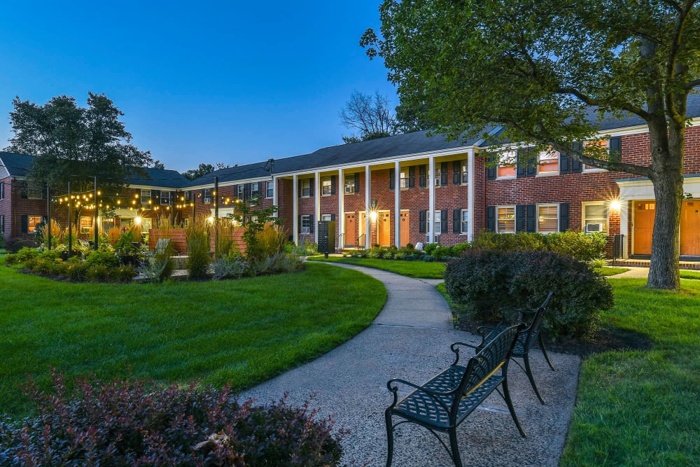 patio at dusk at Haven New Providence in New Providence, New Jersey