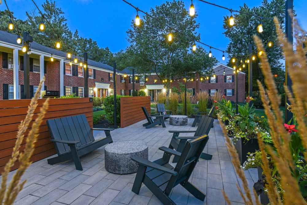 patio at dusk at Haven New Providence in New Providence, New Jersey