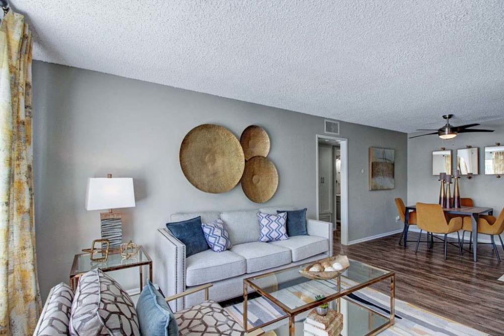 Beautiful living room at The Heights at Grand Terrace in Grand Terrace, California