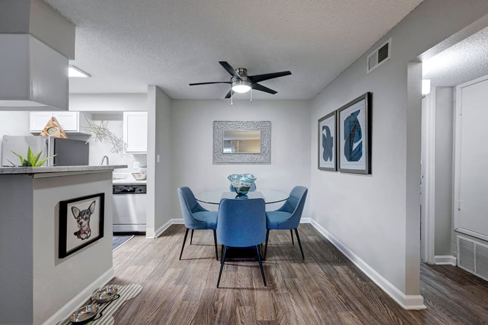 Dining area at Hampden Heights Apartments in Denver, Colorado