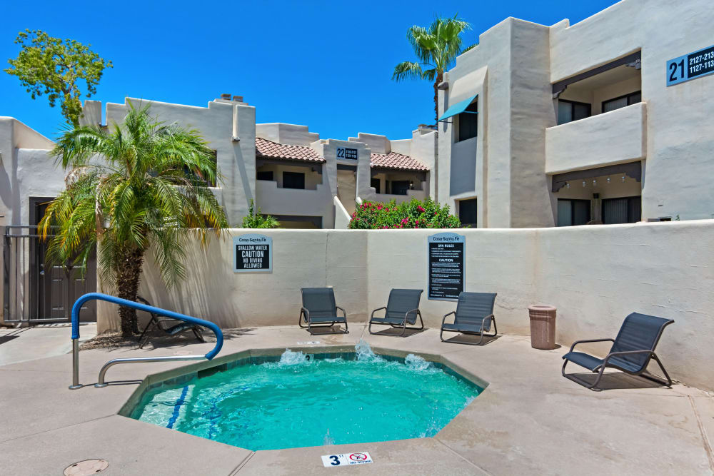 Community spa at Casa Santa Fe Apartments in Scottsdale, Arizona
