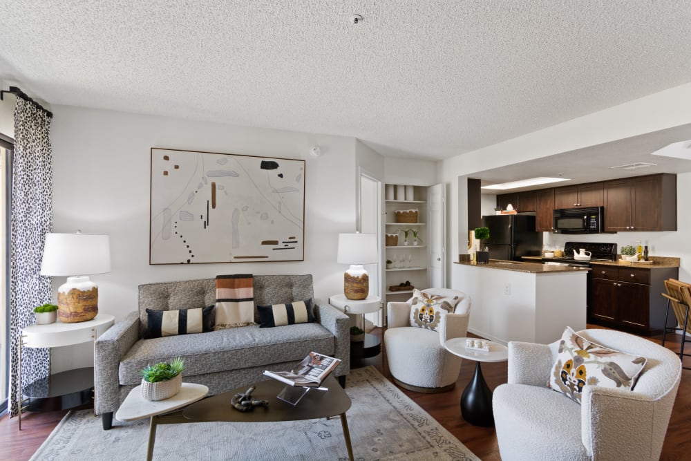 Spacious living room featured at Casa Santa Fe Apartments in Scottsdale, Arizona