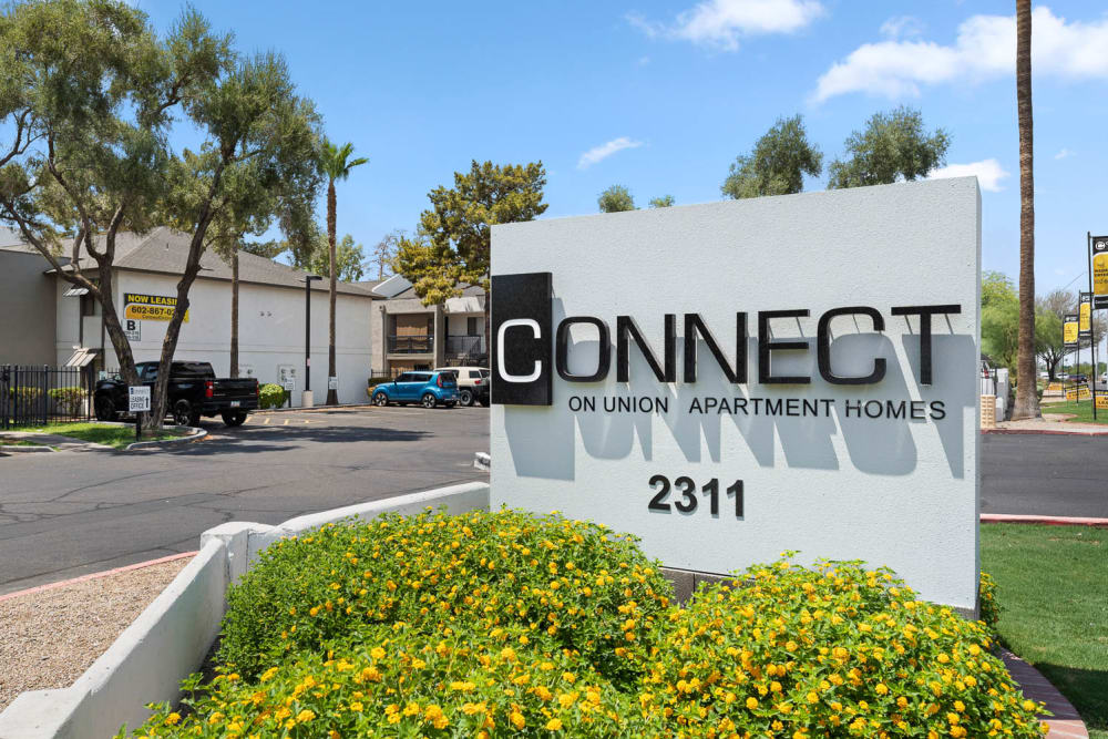 Outdoor sign at Connect on Union in Phoenix, Arizona