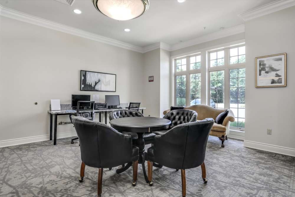 Indoor lounge at Central Park Estates in Novi, Michigan