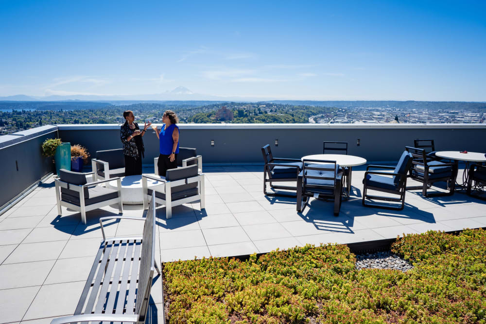 Residents on rooftop at Murano in Seattle, Washington