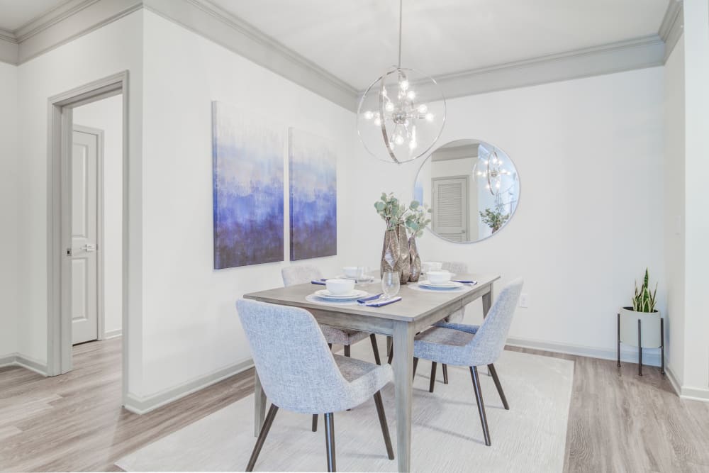 A set dining table in an apartment at Bradley Park Apartments in Cumming, Georgia