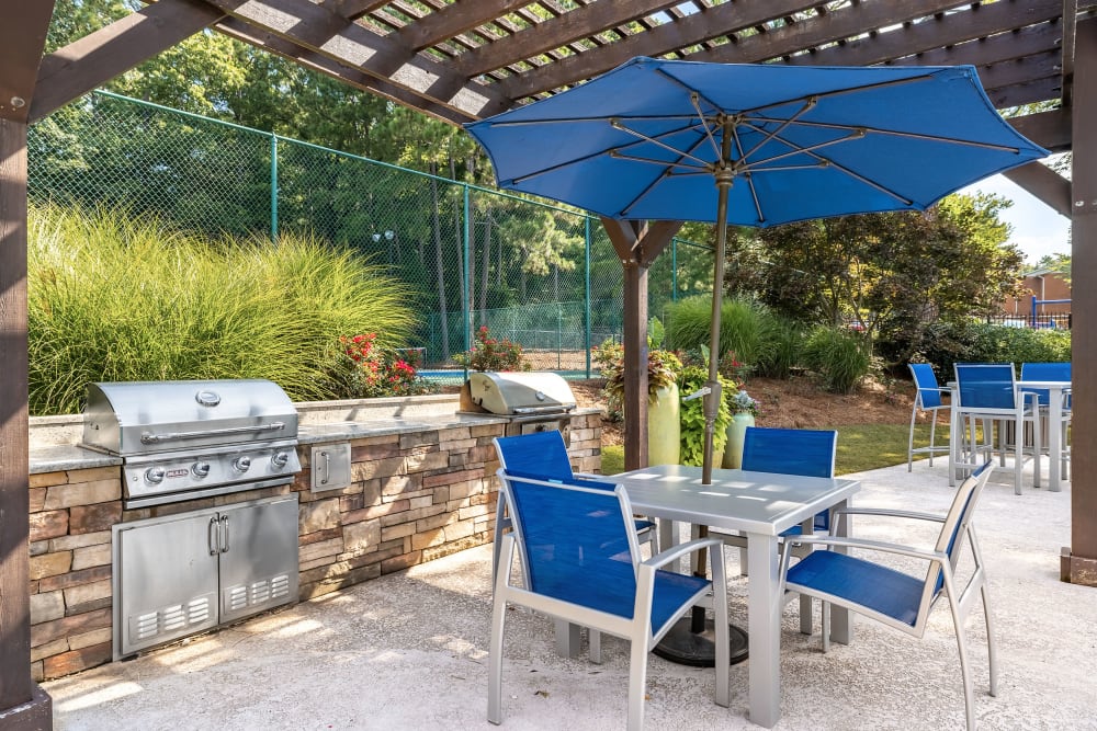 Grills under a gazebo at Marquis at Perimeter Center in Atlanta, Georgia