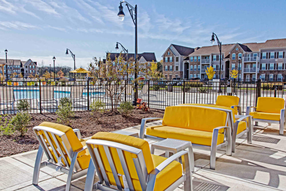 Comfortable patio seating at Arbor Brook in Murfreesboro, Tennessee