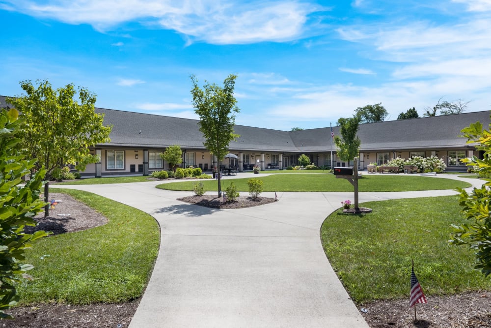 Liberty Place Memory Care in West Chester, Ohio offers a Memory Care Facility with a Courtyard